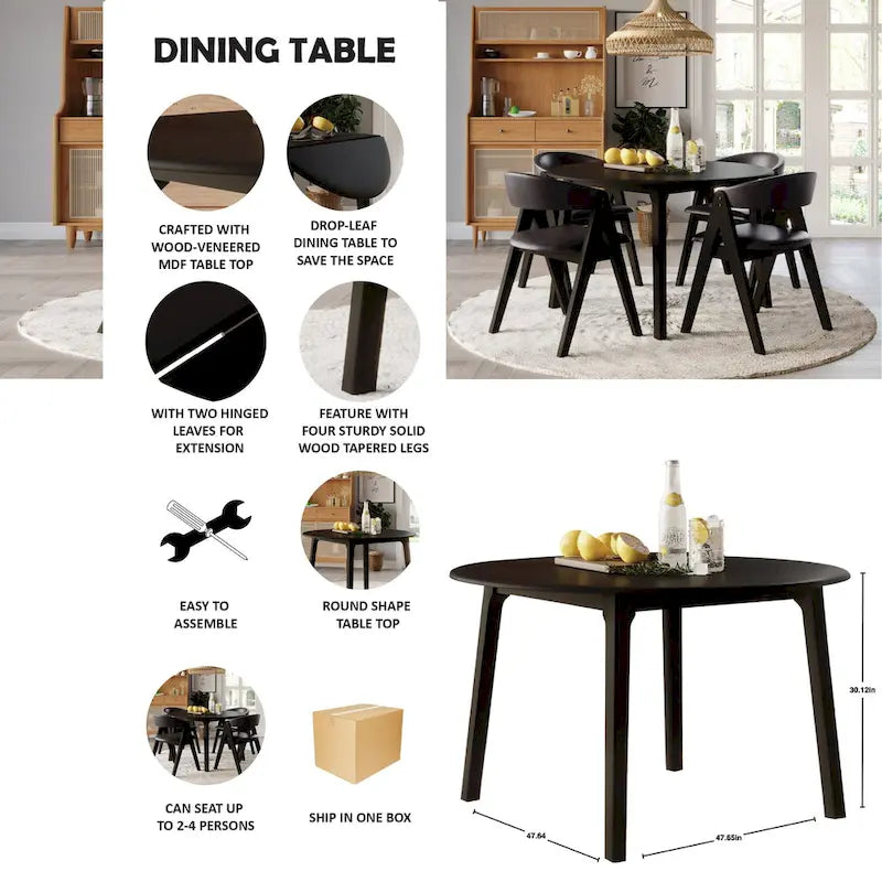 Ensemble de salle à manger 5 pièces CraftPorch Transitional à abattants