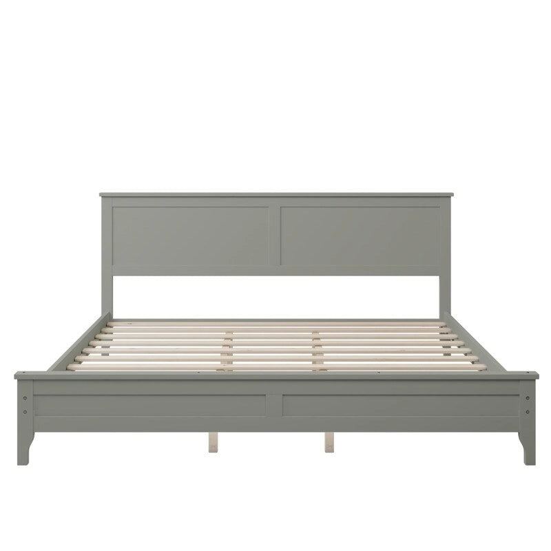 Cadre de lit moderne King avec tête et pied de lit, lit plateforme King avec sommier à lattes en bois