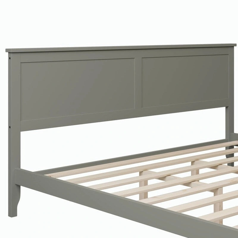 Cadre de lit moderne King avec tête et pied de lit, lit plateforme King avec sommier à lattes en bois