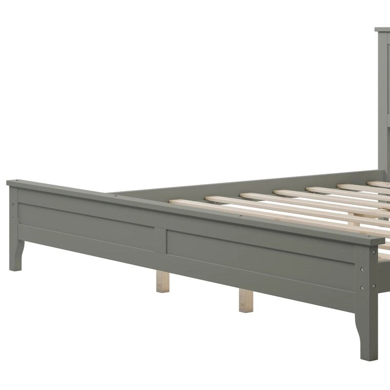 Cadre de lit moderne King avec tête et pied de lit, lit plateforme King avec sommier à lattes en bois