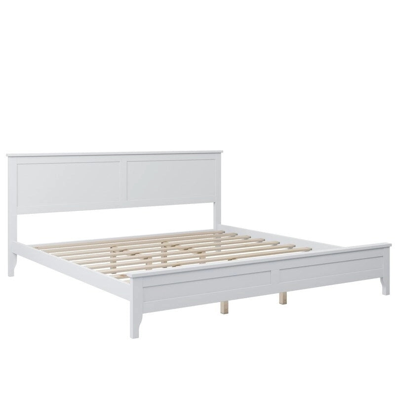 Cadre de lit moderne King avec tête et pied de lit, lit plateforme King avec sommier à lattes en bois