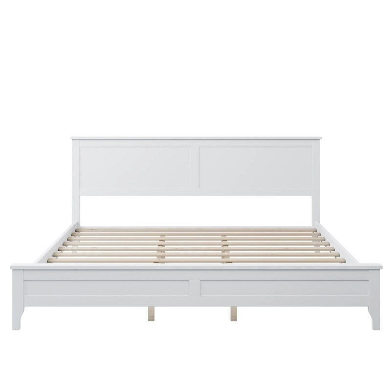 Cadre de lit moderne King avec tête et pied de lit, lit plateforme King avec sommier à lattes en bois