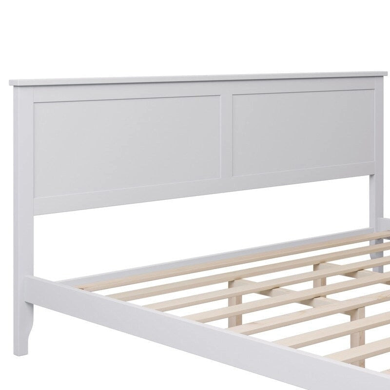 Cadre de lit moderne King avec tête et pied de lit, lit plateforme King avec sommier à lattes en bois