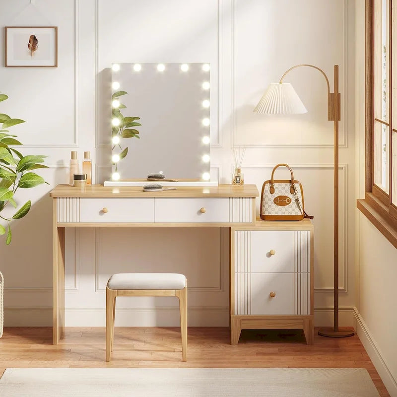 Coiffeuse de 130 cm avec 4 grands tiroirs