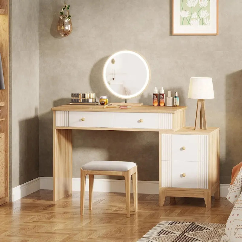 Coiffeuse de 130 cm avec 4 grands tiroirs