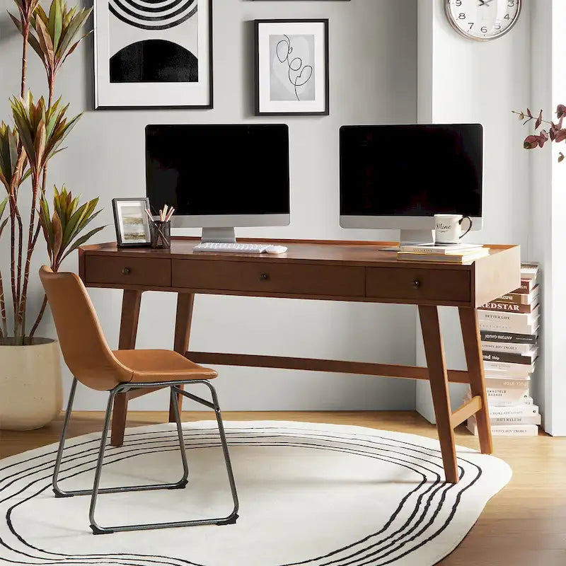 Bureau Eugenia style années 50 avec séparateur de tiroir, gestion des câbles et station de recharge par HULALA HOME