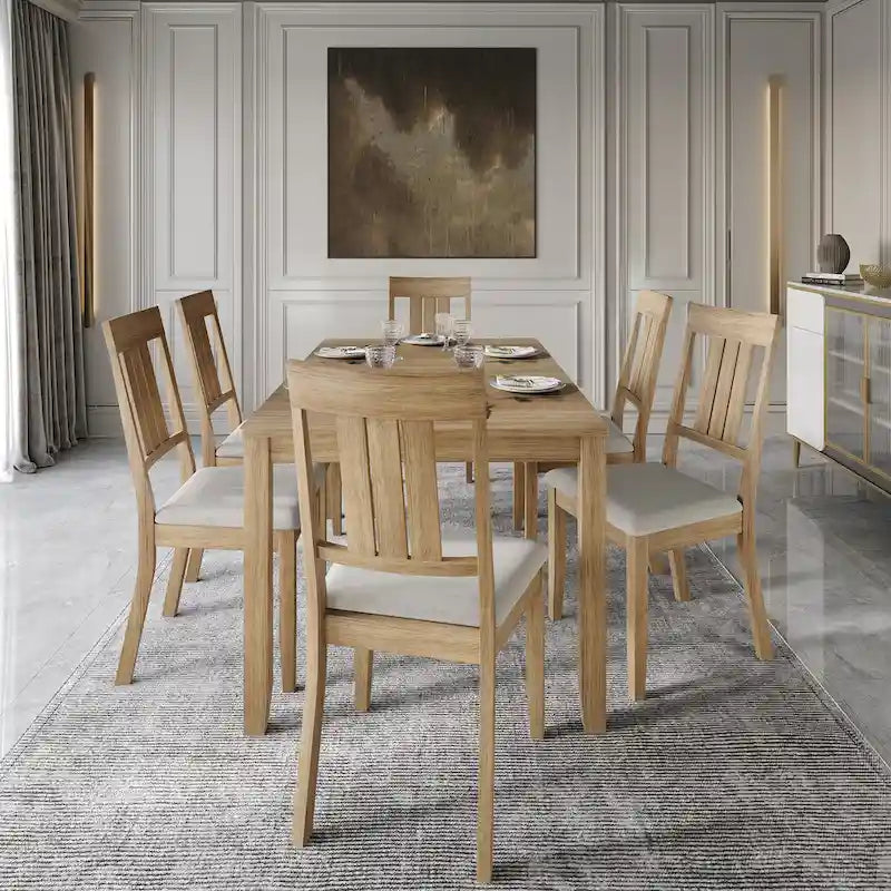 Ensemble de salle à manger classique en bois 7 pièces CraftPorch