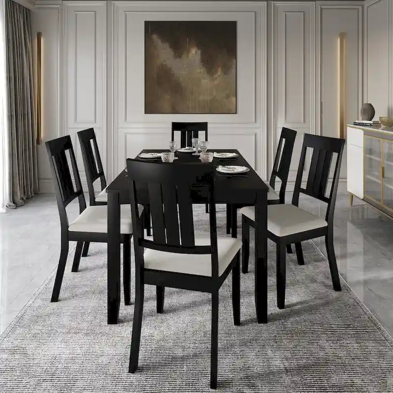 Ensemble de salle à manger classique en bois 7 pièces CraftPorch