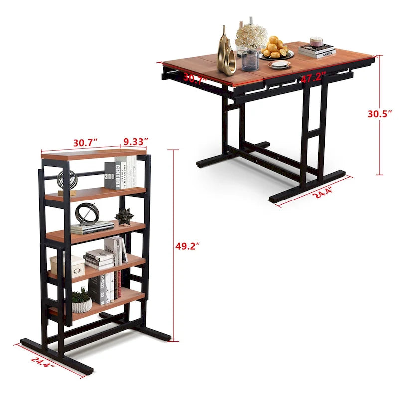 Table transformable en bois massif / Étagère convertible pour petits espaces / Présentoir multifonctionnel