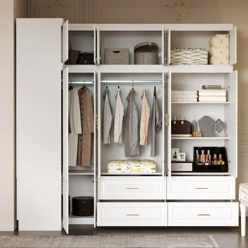 Armoires de rangement pour placard, penderie suspendue à 4 tiroirs, grand espace de rangement