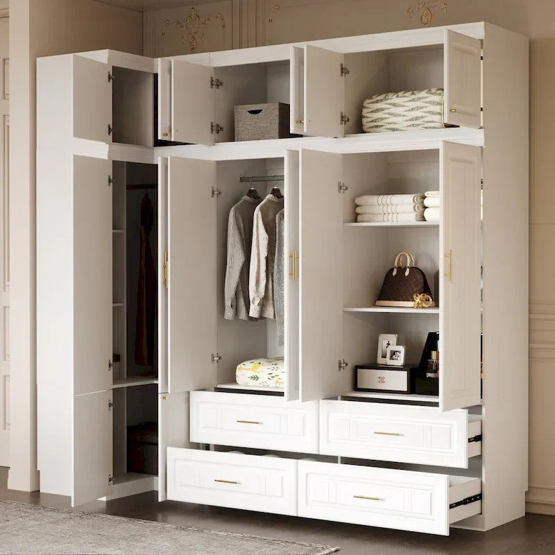 Armoires de rangement pour placard, penderie suspendue à 4 tiroirs, grand espace de rangement