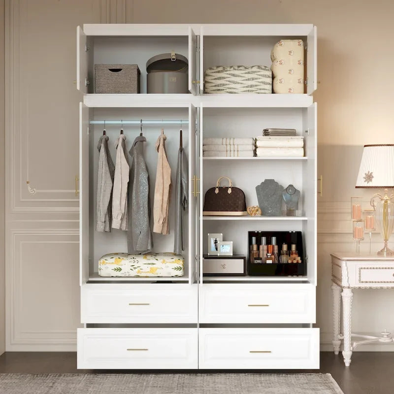 Armoires de rangement pour placard, penderie suspendue à 4 tiroirs, grand espace de rangement