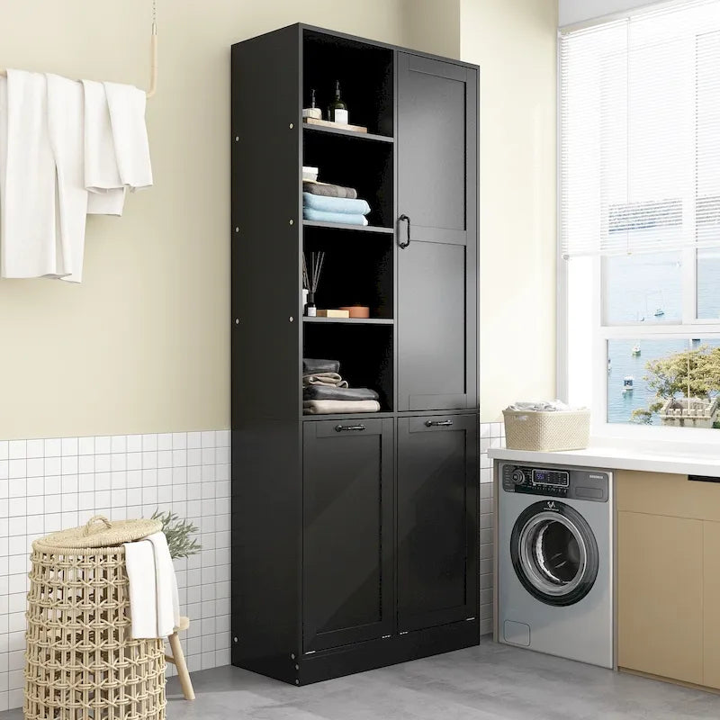 Meuble de salle de bain/buanderie blanc élégant avec tiroirs pivotants uniques
