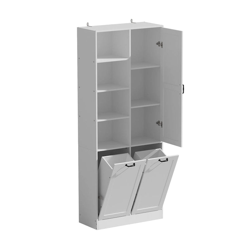 Meuble de salle de bain/buanderie blanc élégant avec tiroirs pivotants uniques
