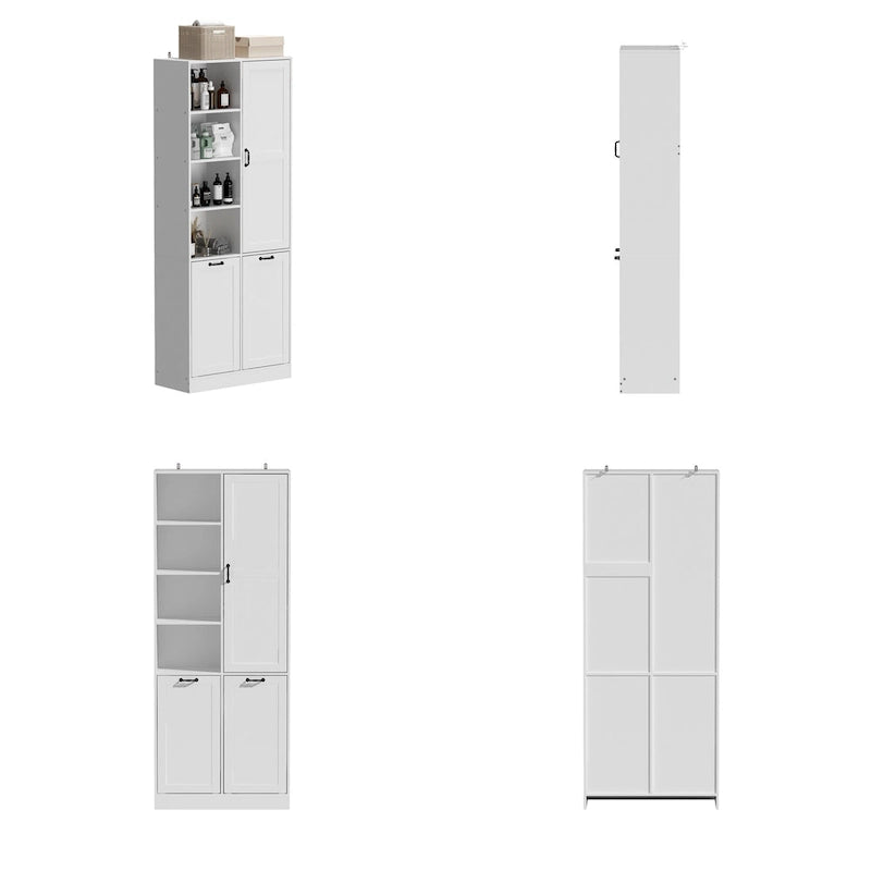 Meuble de salle de bain/buanderie blanc élégant avec tiroirs pivotants uniques