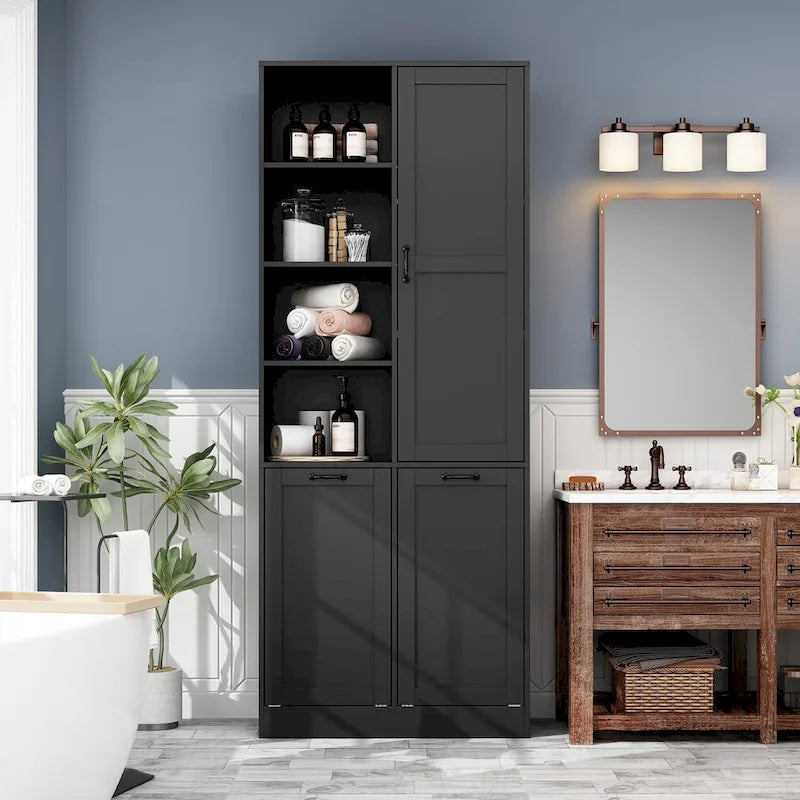Meuble de salle de bain/buanderie blanc élégant avec tiroirs pivotants uniques