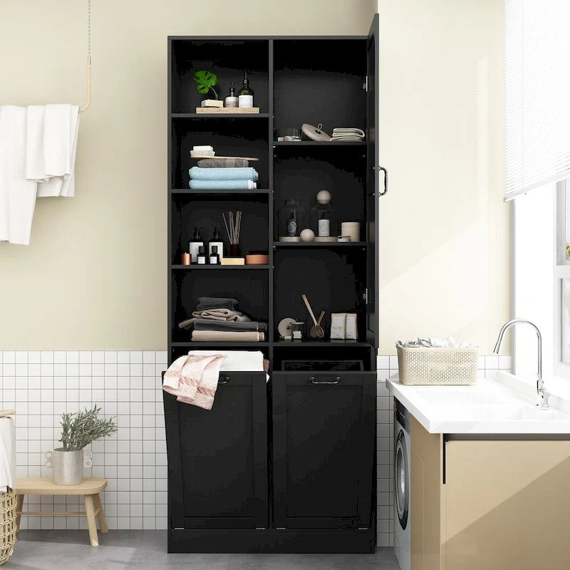 Meuble de salle de bain/buanderie blanc élégant avec tiroirs pivotants uniques