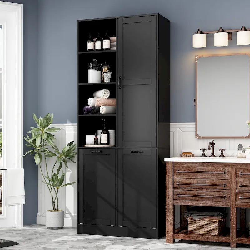 Meuble de salle de bain/buanderie blanc élégant avec tiroirs pivotants uniques