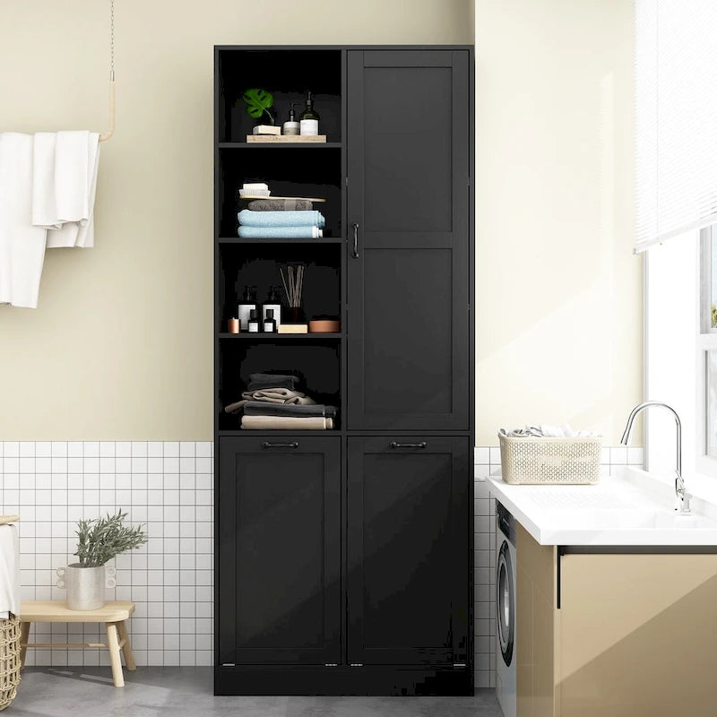 Meuble de salle de bain/buanderie blanc élégant avec tiroirs pivotants uniques