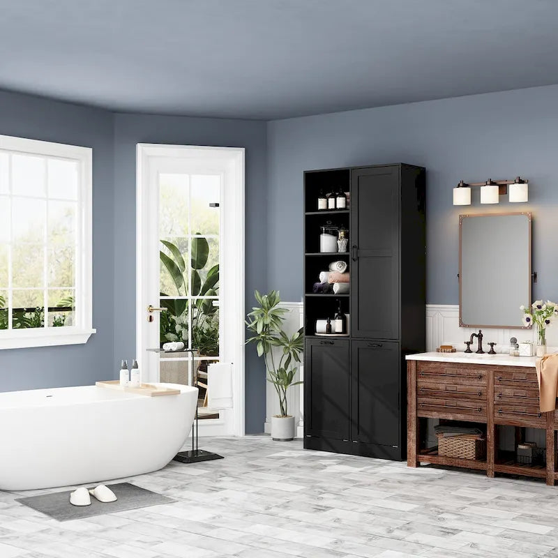 Meuble de salle de bain/buanderie blanc élégant avec tiroirs pivotants uniques