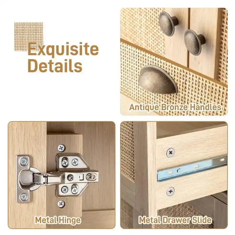 Armoire en rotin et bois - Non applicable