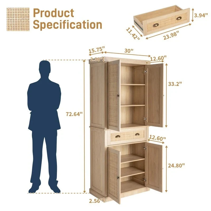 Armoire en rotin et bois - Non applicable