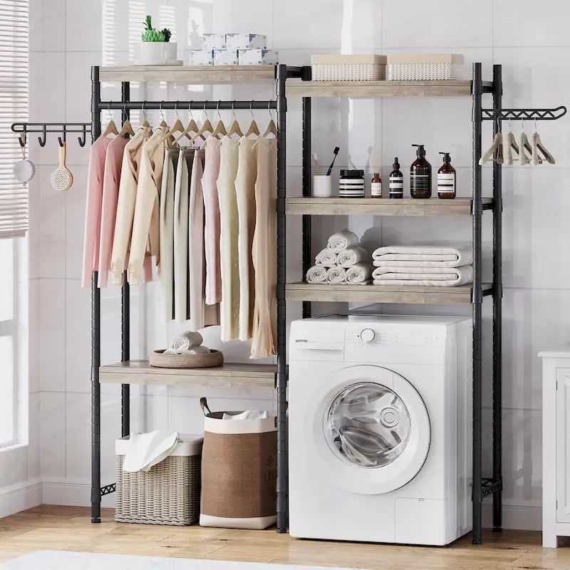 Étagère de rangement en bois à 5 niveaux à placer au-dessus de la laveuse et de la sécheuse