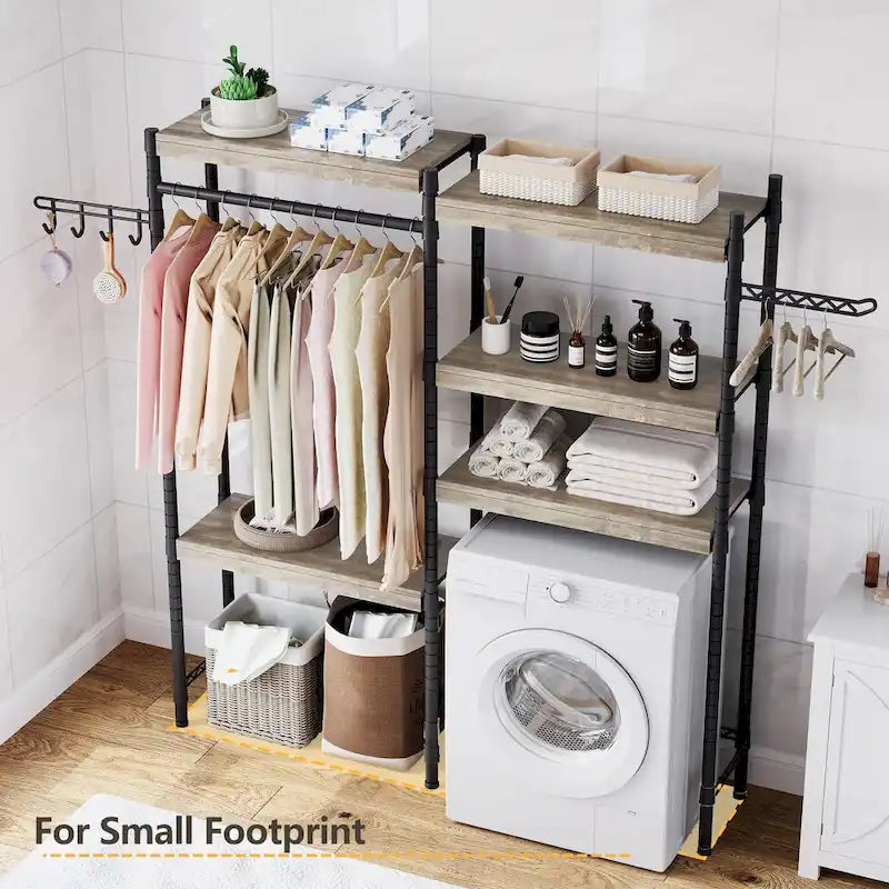 Étagère de rangement en bois à 5 niveaux à placer au-dessus de la laveuse et de la sécheuse