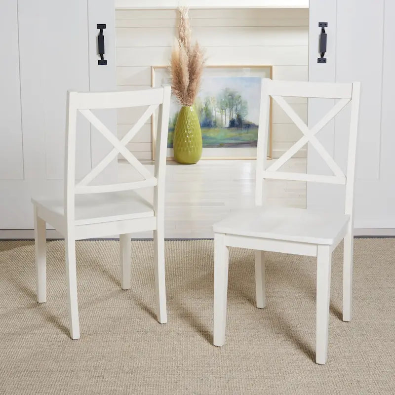 Chaises de salle à manger SAFAVIEH Lulla Farmhouse à dossier croisé (lot de 2) - 46,7 cm (L) x 50,5 cm (l) x 94 cm (H) - 18L x 20P x 37H