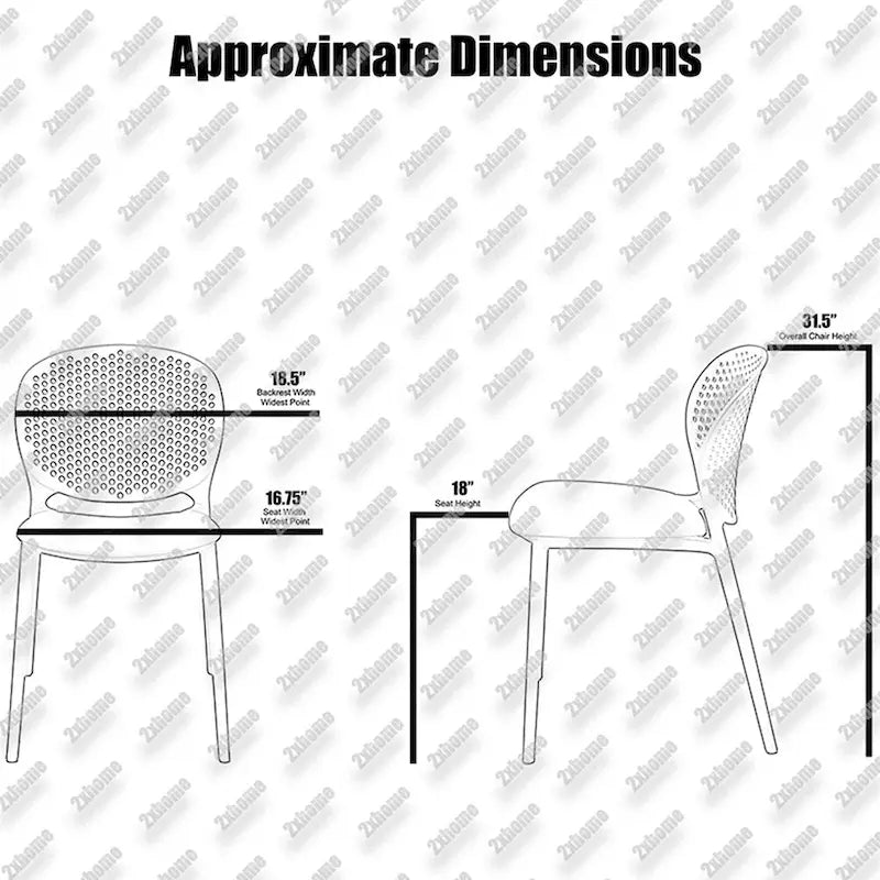Chaise de jardin moderne en plastique empilable, sans accoudoirs, avec dossier à pois, idéale pour l'intérieur ou l'extérieur. Protection UV. Convient pour le jardin, la terrasse ou les repas en intérieur ou en extérieur.