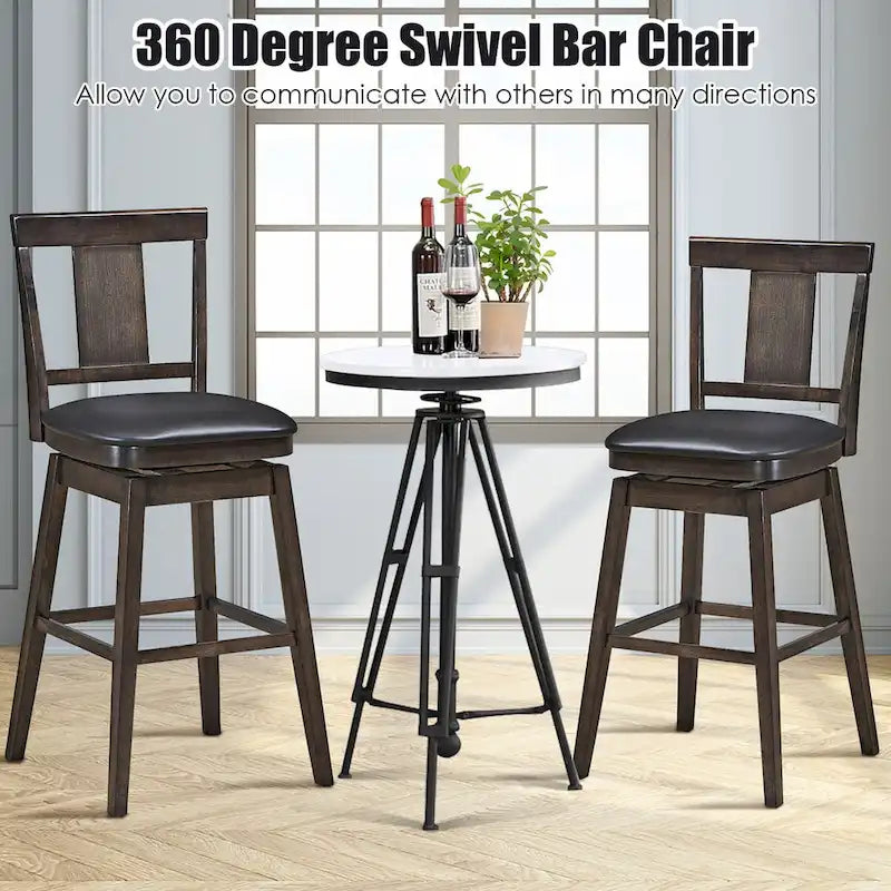 Tabouret de bar pivotant 74 cm (29 pouces), hauteur pub, rembourré, avec assise en caoutchouc - Gris foncé