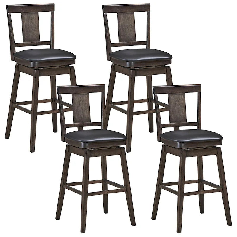 Tabouret de bar pivotant 74 cm (29 pouces), hauteur pub, rembourré, avec assise en caoutchouc - Gris foncé