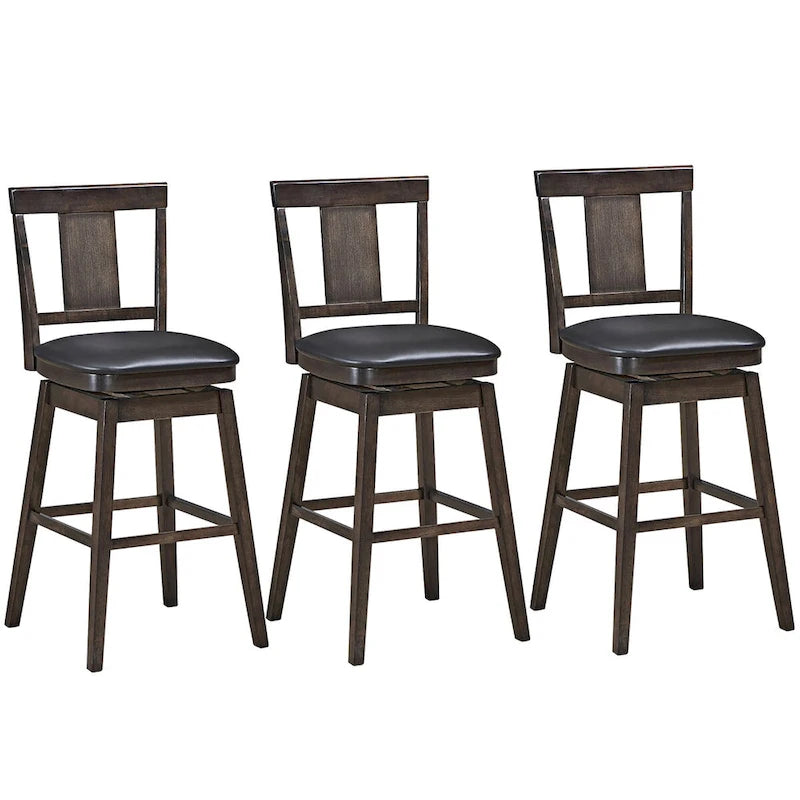 Tabouret de bar pivotant 74 cm (29 pouces), hauteur pub, rembourré, avec assise en caoutchouc - Gris foncé