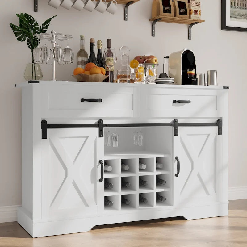 Meuble bar Royalcraft de 132 cm avec casier à vin et grand espace de rangement