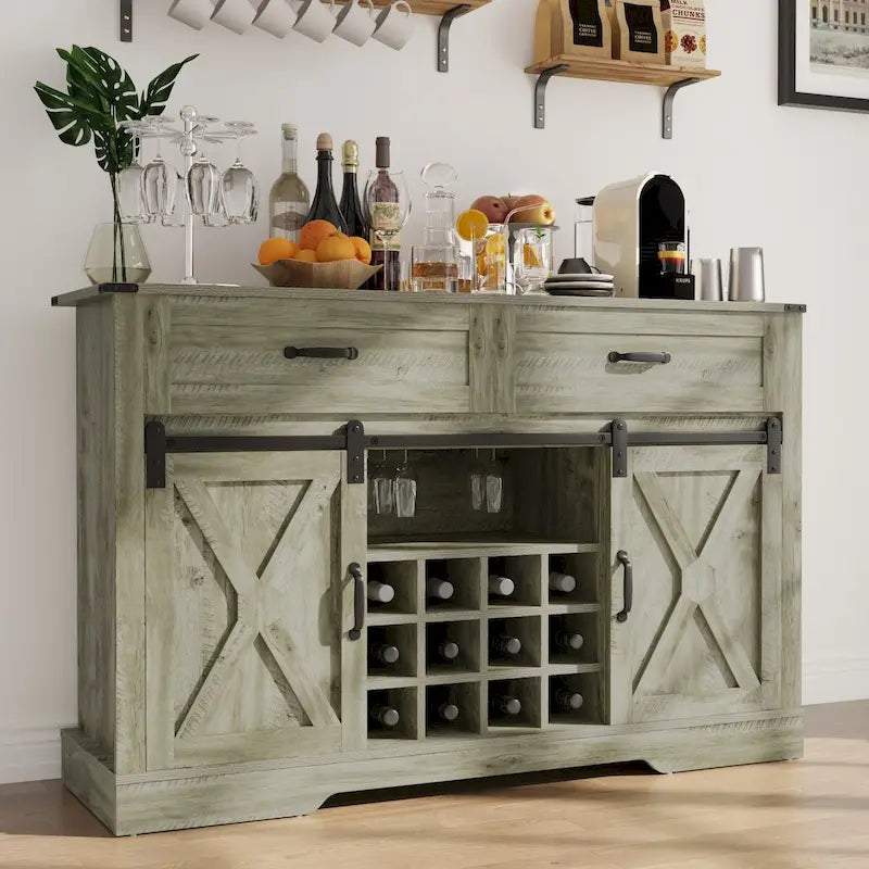 Meuble bar Royalcraft de 132 cm avec casier à vin et grand espace de rangement