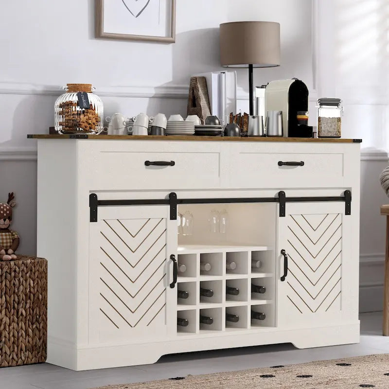 Meuble bar Royalcraft de 132 cm avec casier à vin et grand espace de rangement