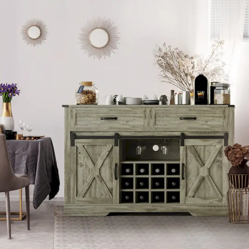 Meuble bar Royalcraft de 132 cm avec casier à vin et grand espace de rangement