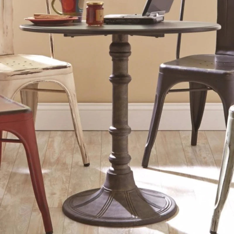 Table de salle à manger ronde de style transitionnel en MDF et métal, de style bistro - 76 cm (H) x 76 cm (l) x 76 cm (P)