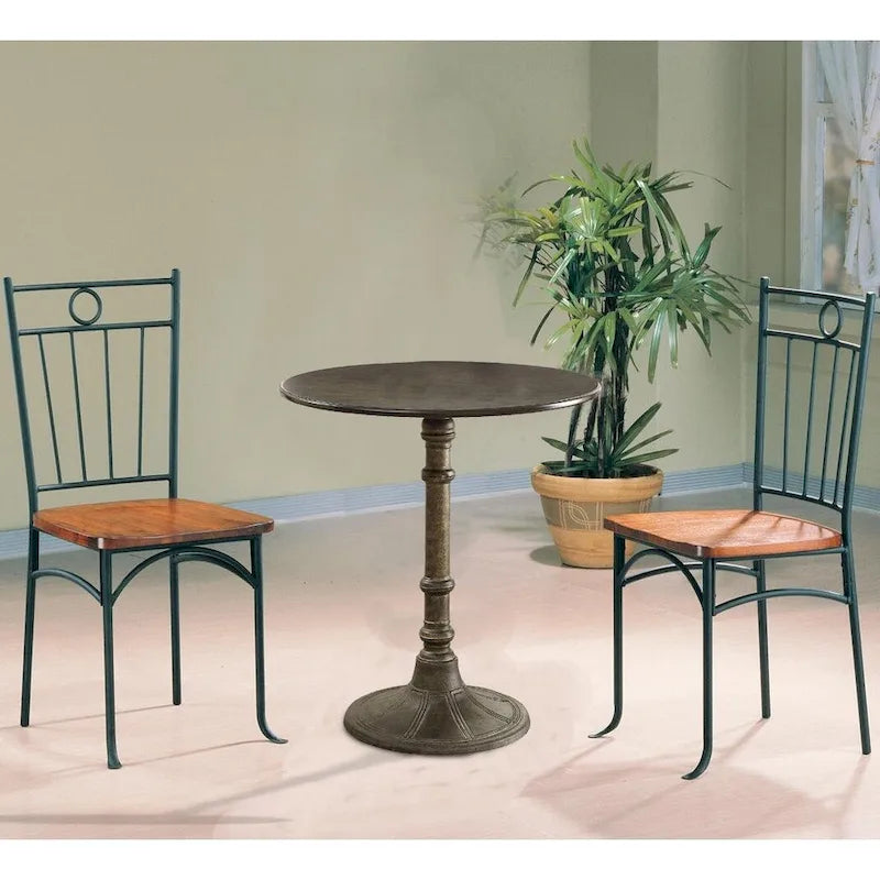 Table de salle à manger ronde de style transitionnel en MDF et métal, de style bistro - 76 cm (H) x 76 cm (l) x 76 cm (P)