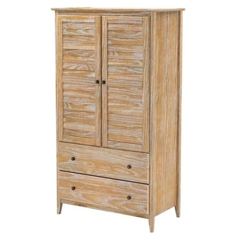 Armoire FarmHome en pin massif vieilli à persiennes