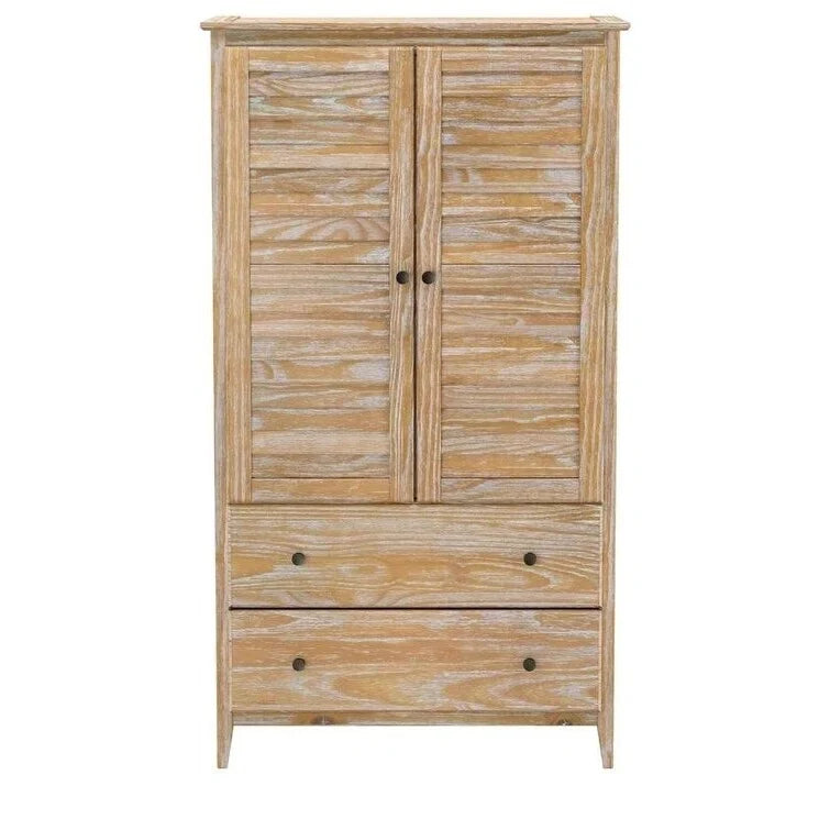 Armoire FarmHome en pin massif vieilli à persiennes