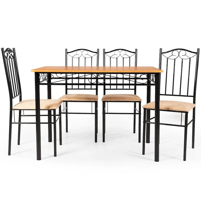 Ensemble de salle à manger Costway 5 pièces en bois et métal, table de 76 cm et 4 chaises de cuisine