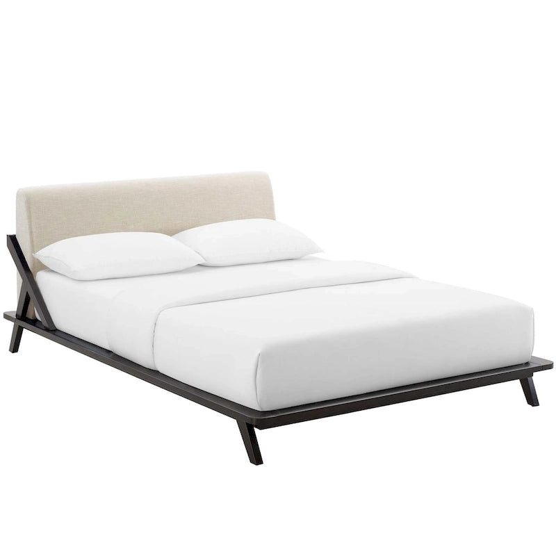 Lit plateforme Luella Queen en tissu rembourré
