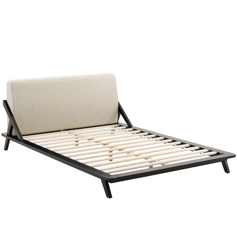 Lit plateforme Luella Queen en tissu rembourré