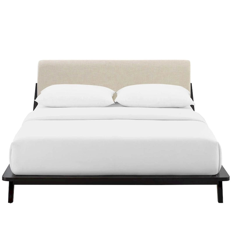 Lit plateforme Luella Queen en tissu rembourré