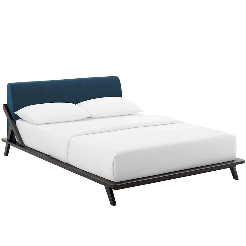 Lit plateforme Luella Queen en tissu rembourré