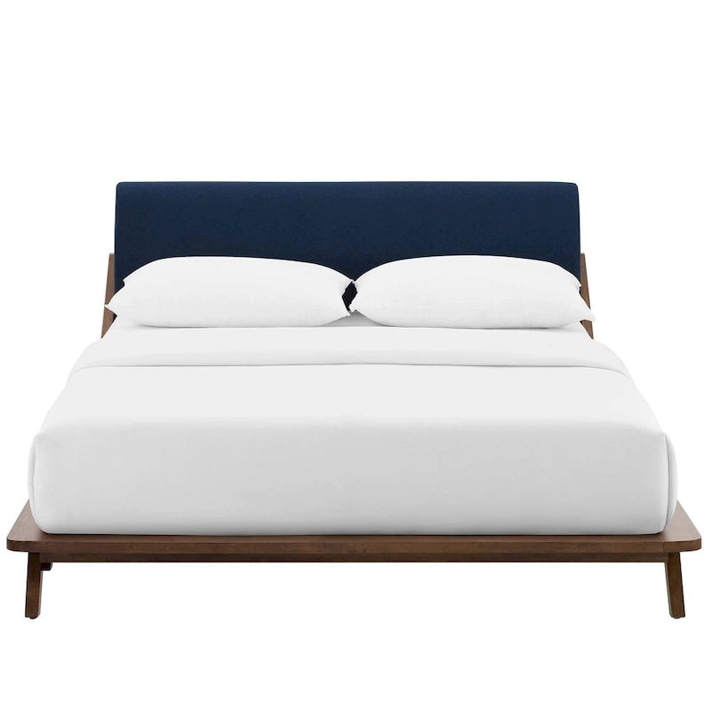 Lit plateforme Luella Queen en tissu rembourré