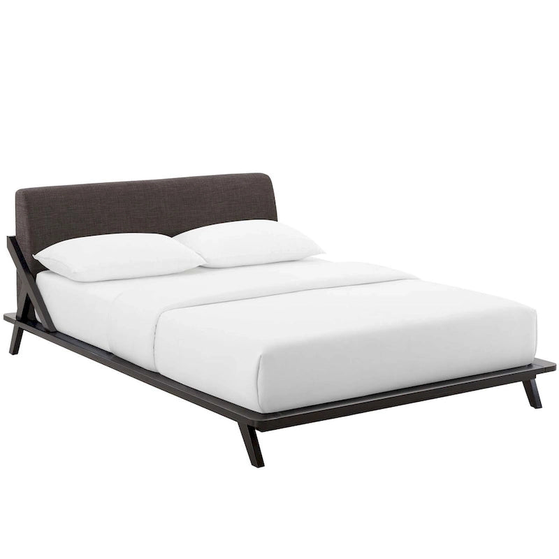 Lit plateforme Luella Queen en tissu rembourré