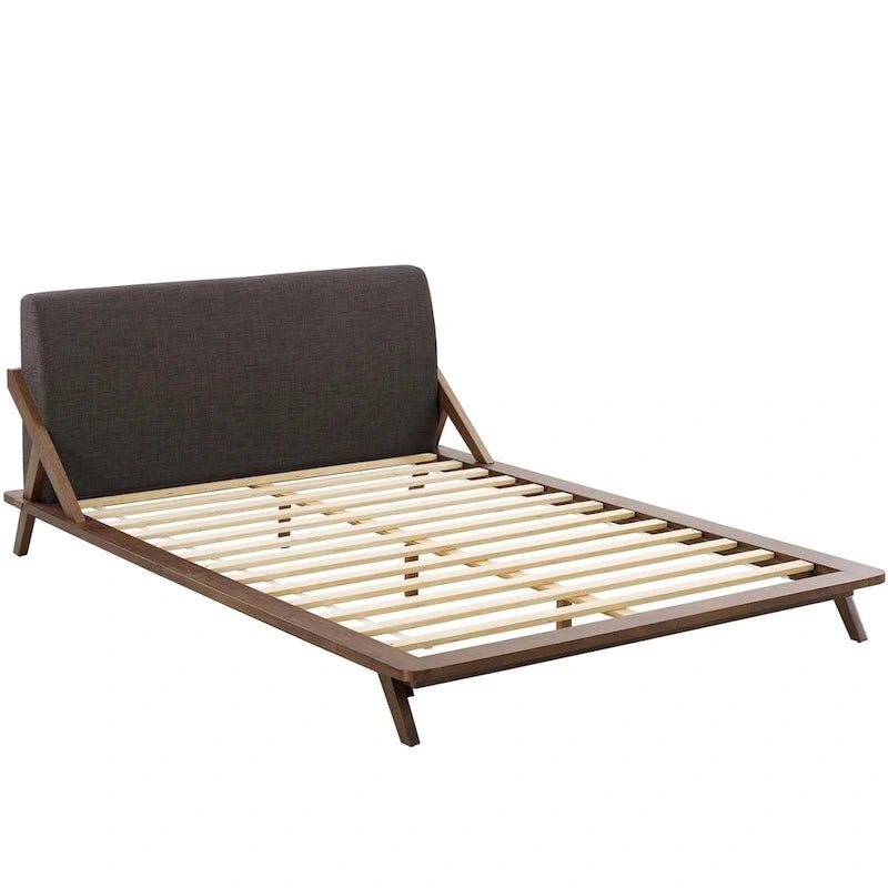 Lit plateforme Luella Queen en tissu rembourré