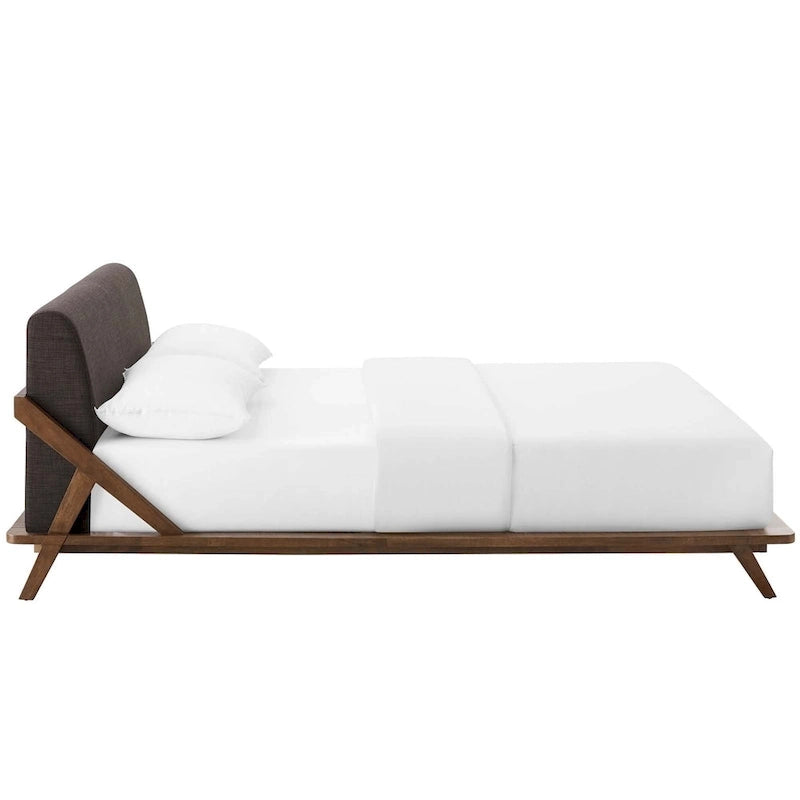 Lit plateforme Luella Queen en tissu rembourré